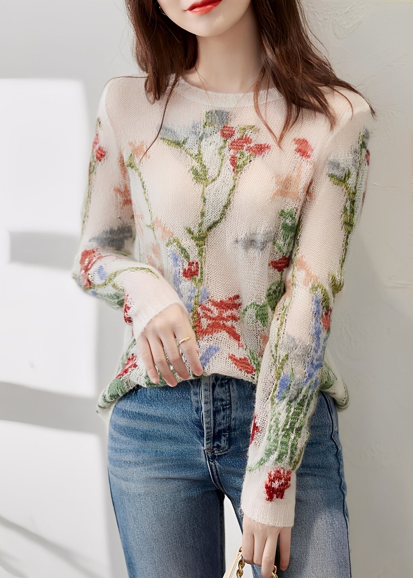 Gisselle - Schicker Damenpullover mit Blumenmuster