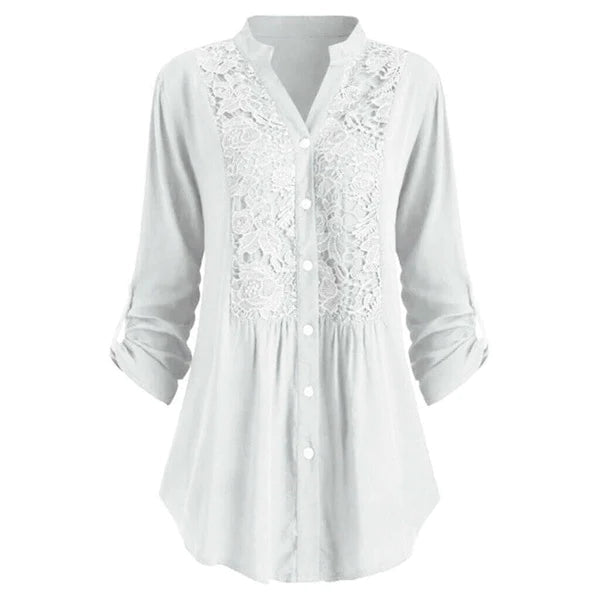 Callie - Luftige lange Bluse Puffärmel