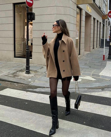 Elena – Oversize-Mantel aus Wollmischung Doppelreihig