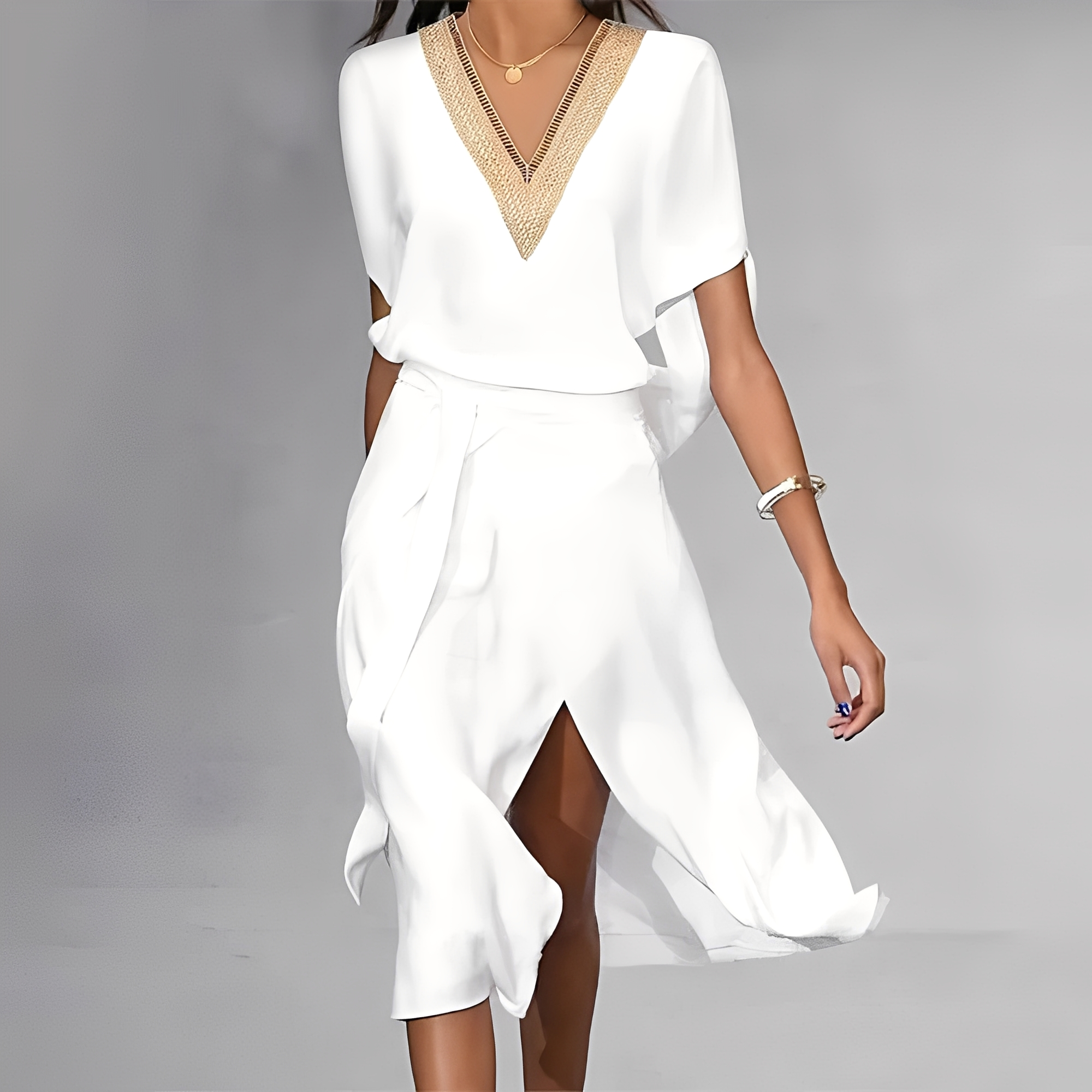 Isabella – Midi-Kleid Weiß für Damen