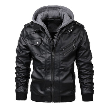 Legolas - Lässige Jacke aus Leder mit Kapuze für Herren