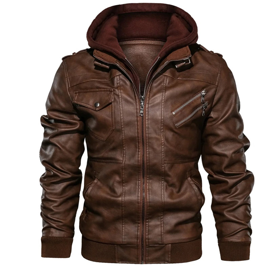 Legolas - Lässige Jacke aus Leder mit Kapuze für Herren
