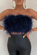 Katrine Feather Top | Stilfuld fjer-top er en top-trend i år-Boetiek Moda