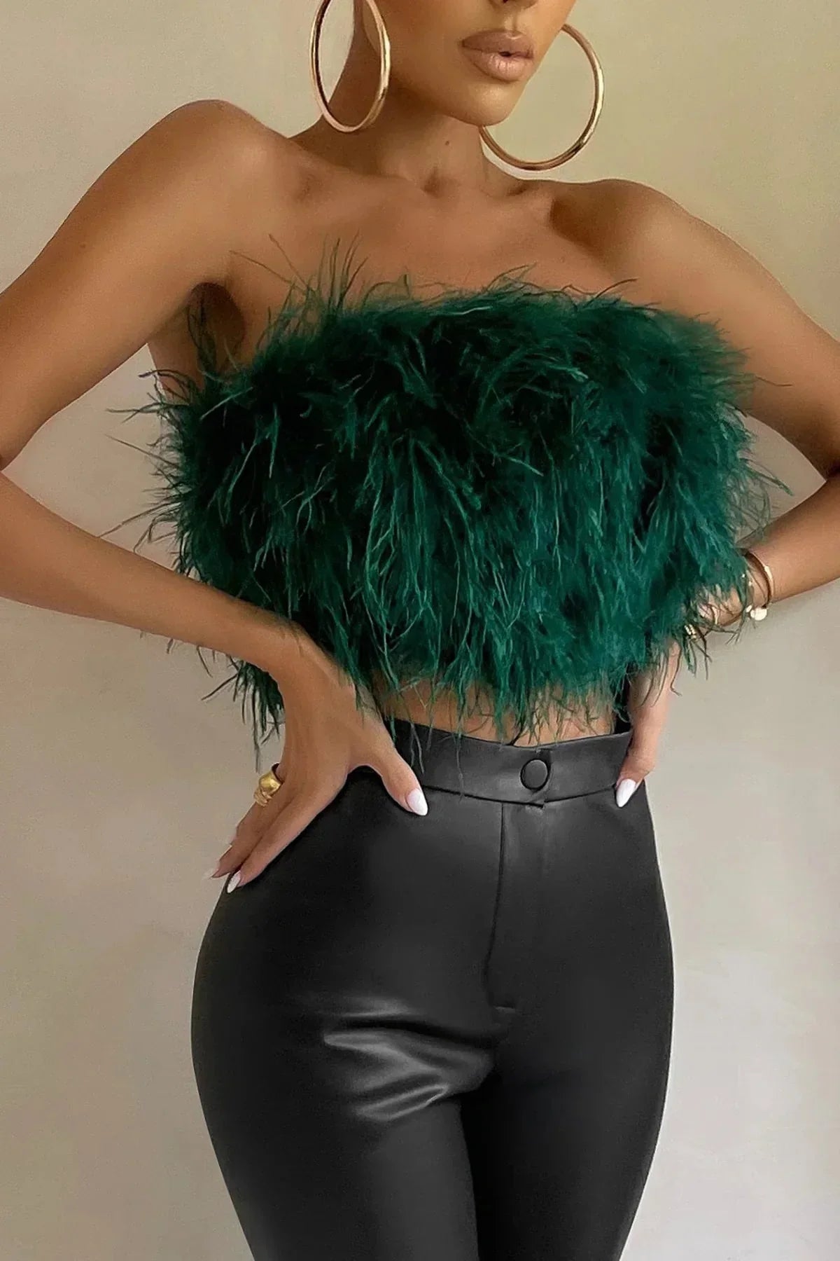 Katrine Feather Top | Stilfuld fjer-top er en top-trend i år-Boetiek Moda