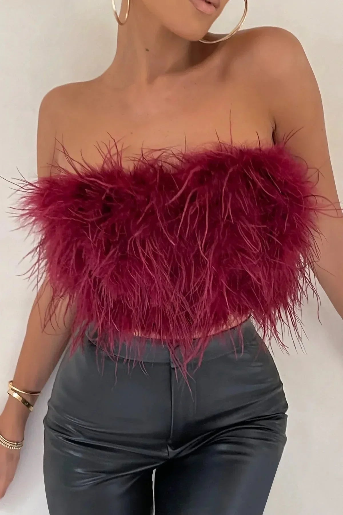 Katrine Feather Top | Stilfuld fjer-top er en top-trend i år-Boetiek Moda