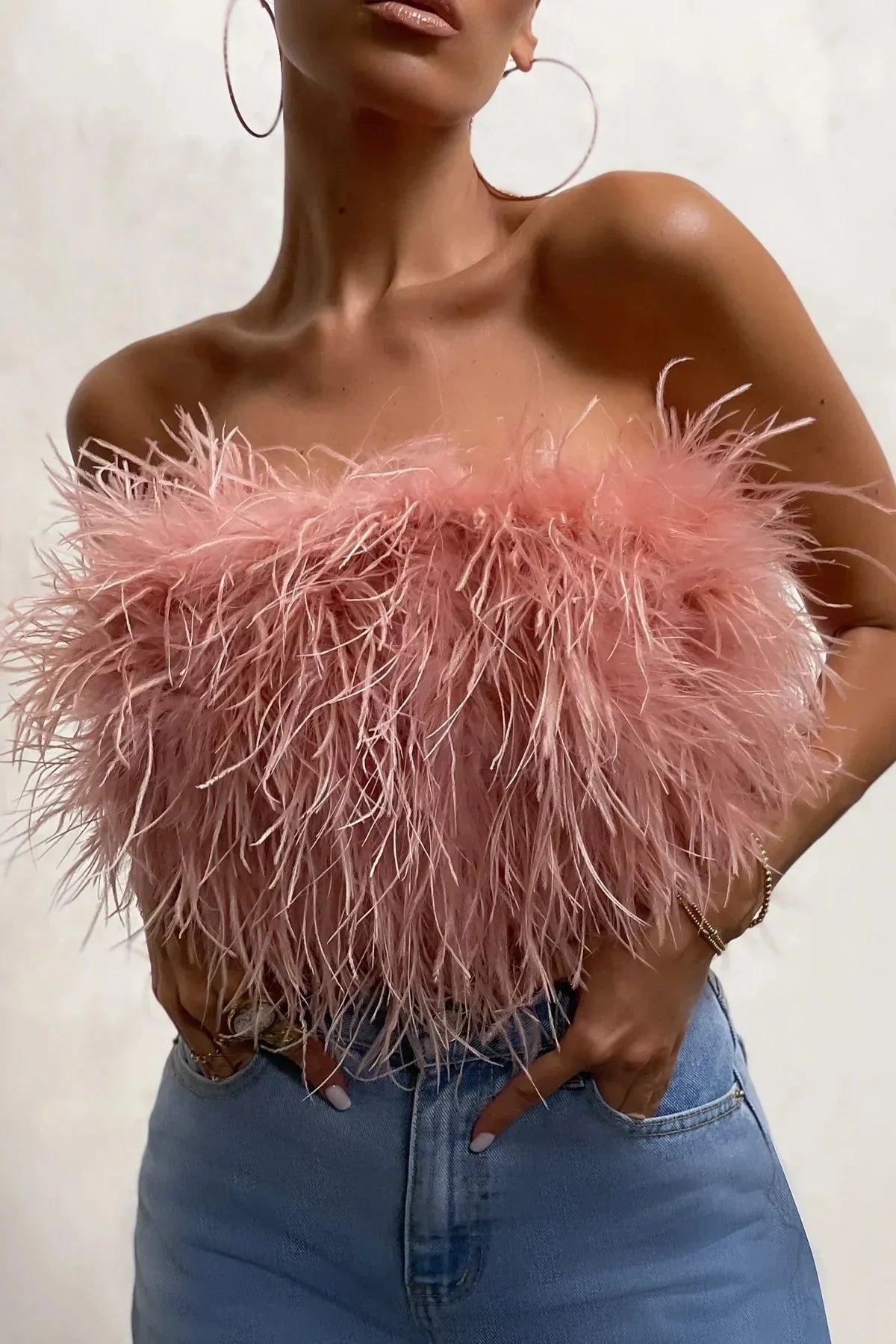 Katrine Feather Top | Stilfuld fjer-top er en top-trend i år-Boetiek Moda