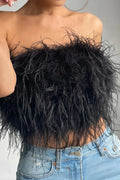 Katrine Feather Top | Stilfuld fjer-top er en top-trend i år-Boetiek Moda