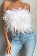 Katrine Feather Top | Stilfuld fjer-top er en top-trend i år-Boetiek Moda