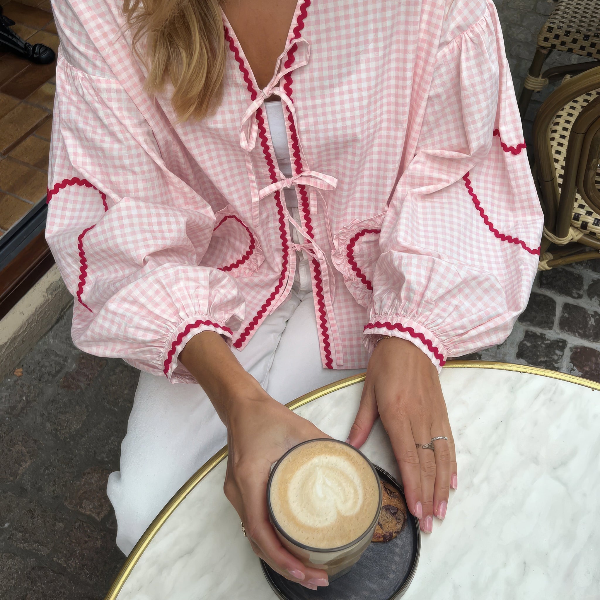 Claudia – Bluse Gingham mit Knoten