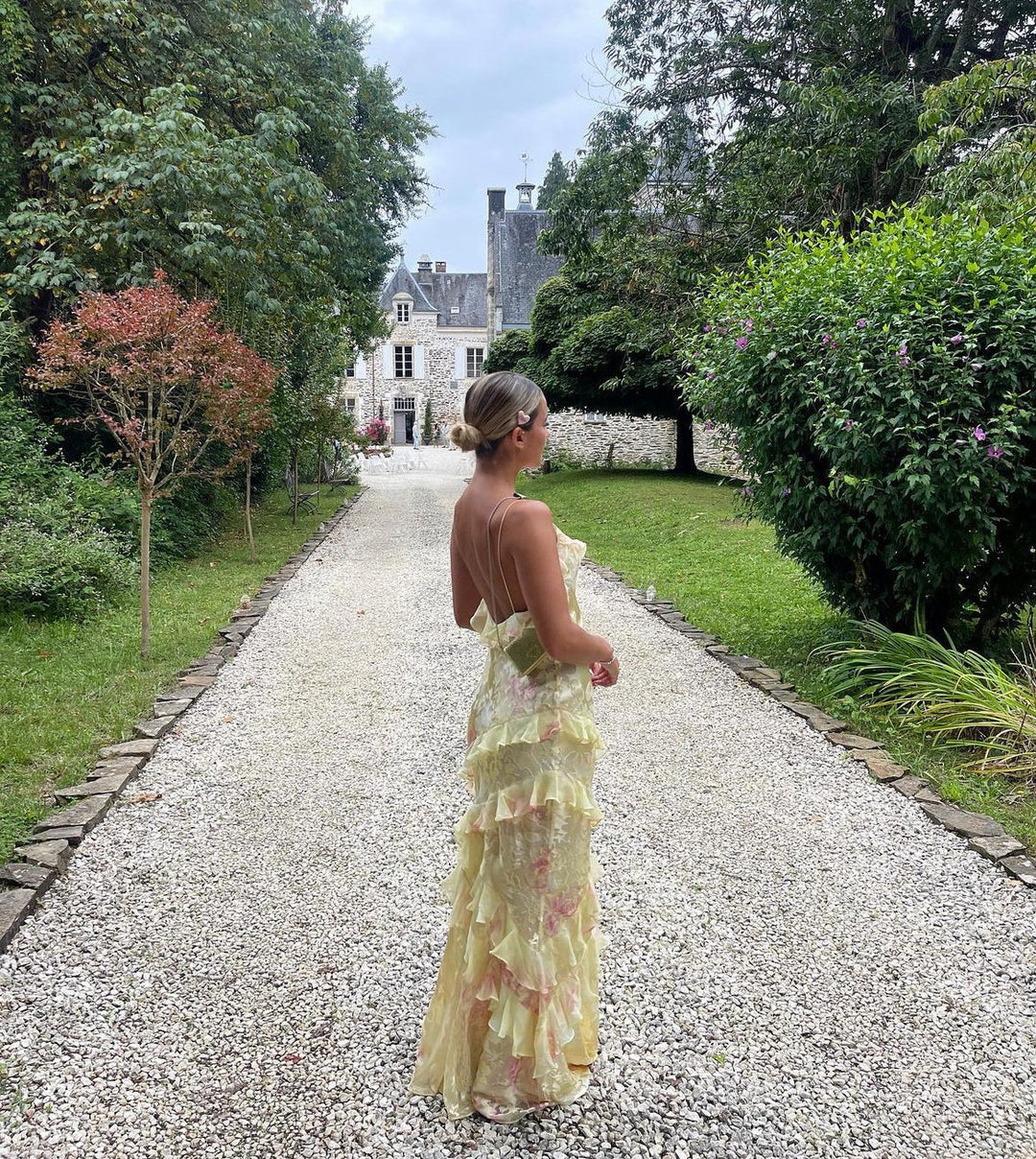 Gudrun - Romantisches Damen-Maxikleid mit Rüschen
