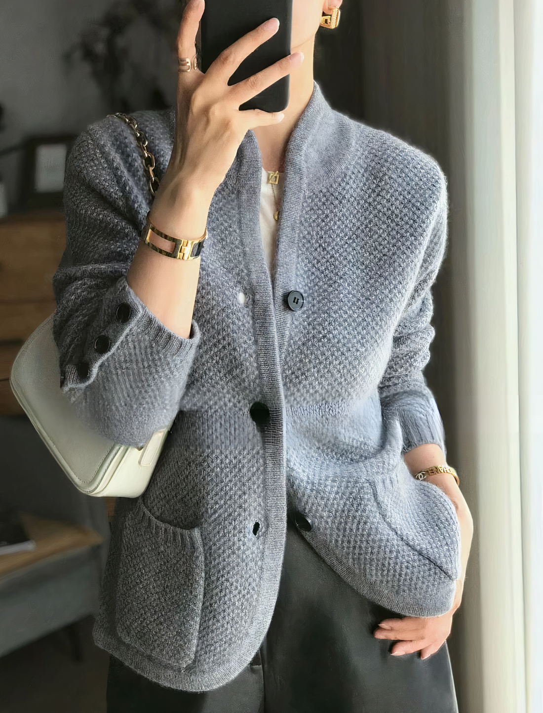 Carissa - schicker Kaschmir-Cardigan mit Knöpfen für Frauen