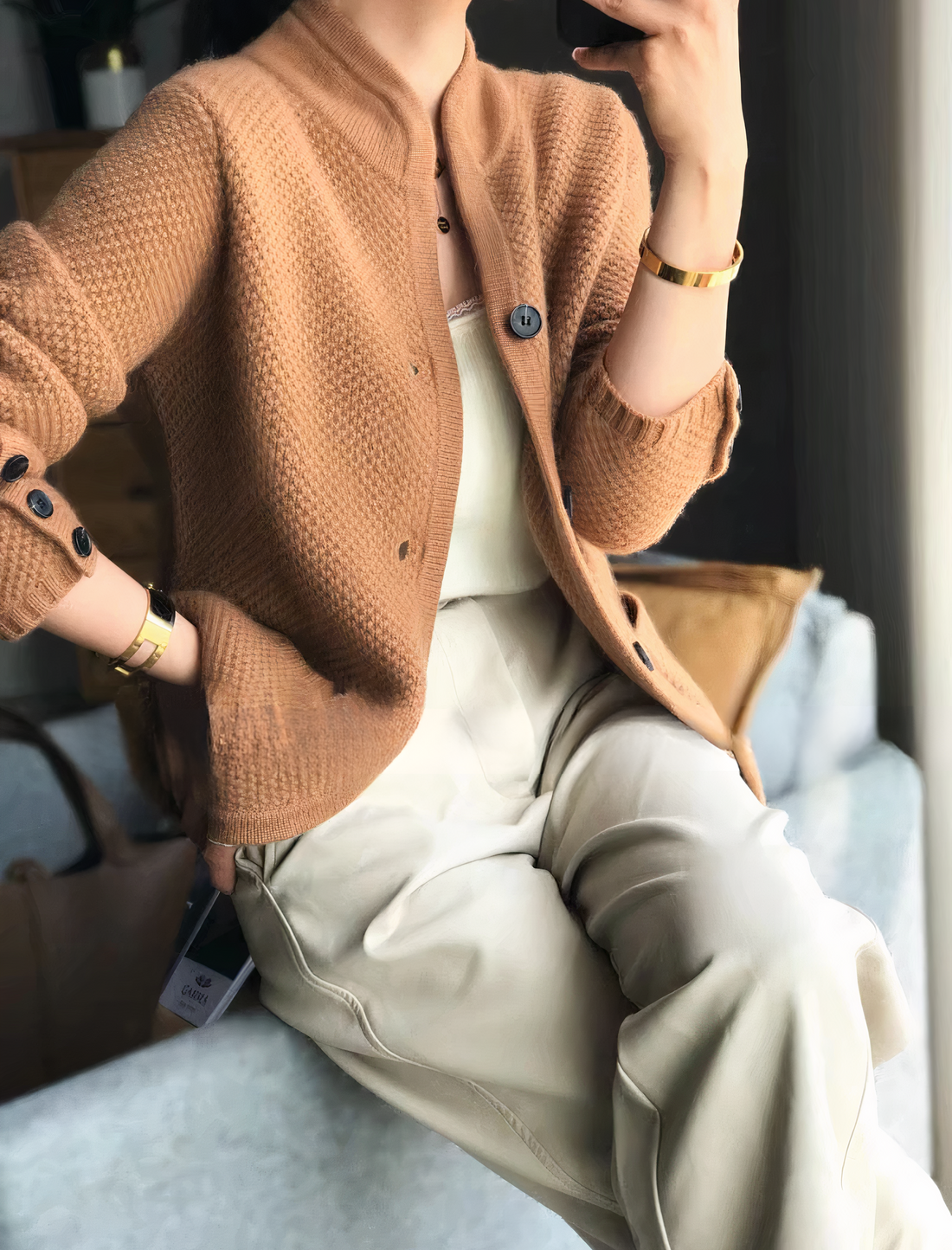 Edda - Strickjacke aus Kaschmir mit Knopfverschluss