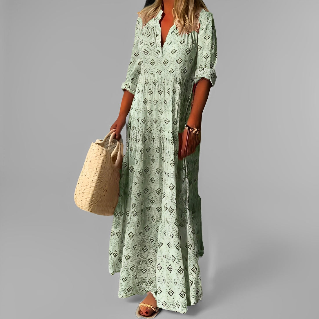 Monna - Retro und locker geschnittenes Damen-Maxikleid