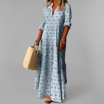 Monna - Retro und locker geschnittenes Damen-Maxikleid