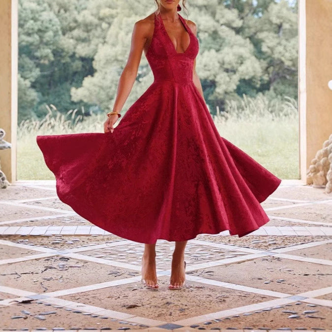 Bianca- Klassisches Cocktailkleid: V-Ausschnitt, Fließender Schnitt