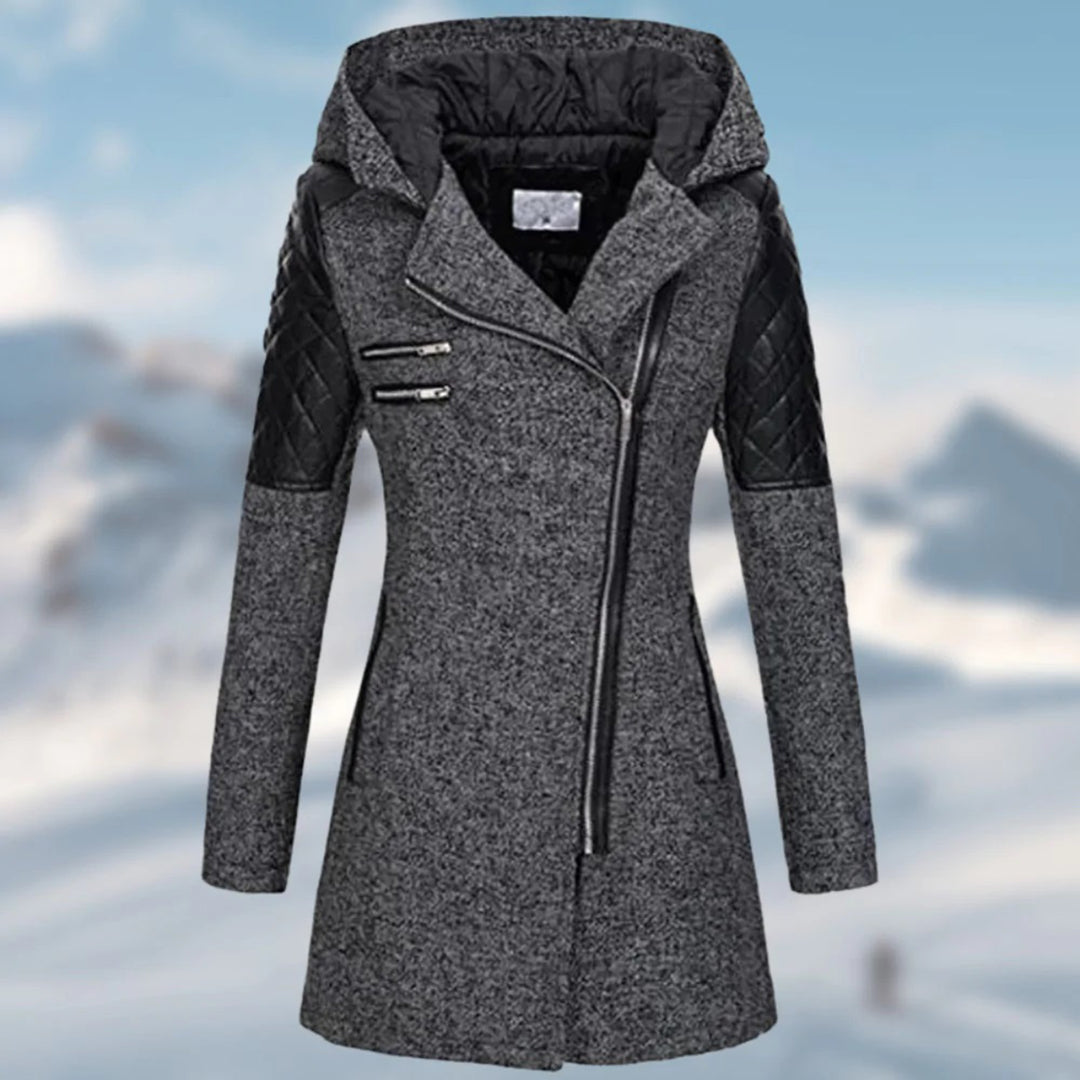 Genya - Langer Wintermantel Damen mit Kapuze