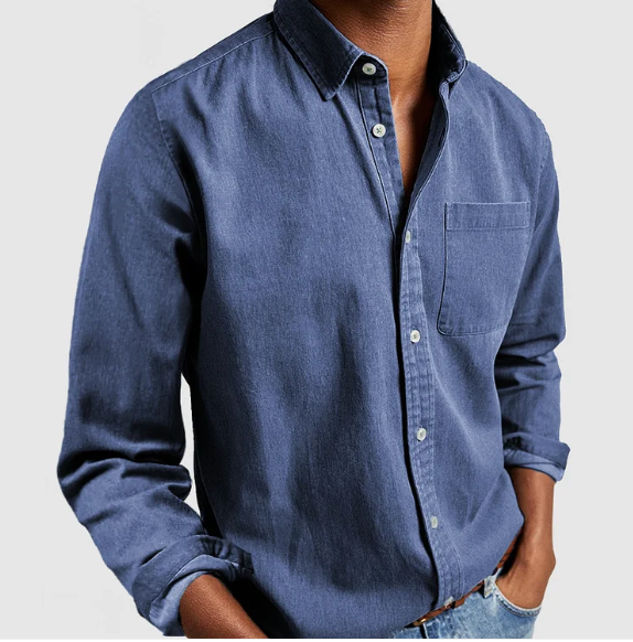 Evander - Herren Freizeit-Denimhemd, Weiche Baumwollmischung