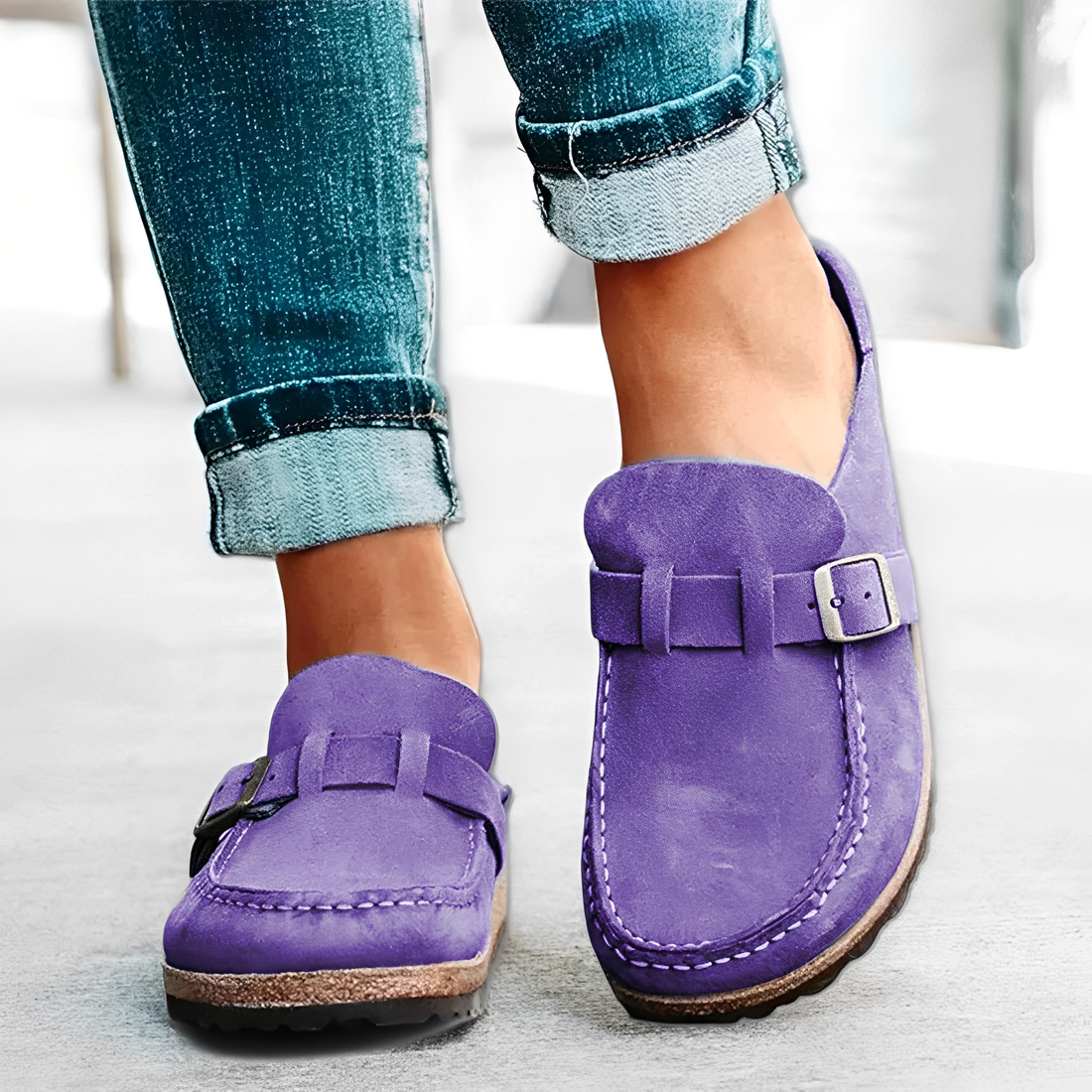 Briana - Damen Slip-On Sandalen mit Schnalle und Komfort