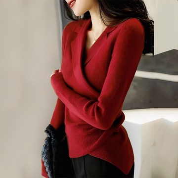Myrtle - Klassischer asymmetrischer figurbetonter Damenpullover