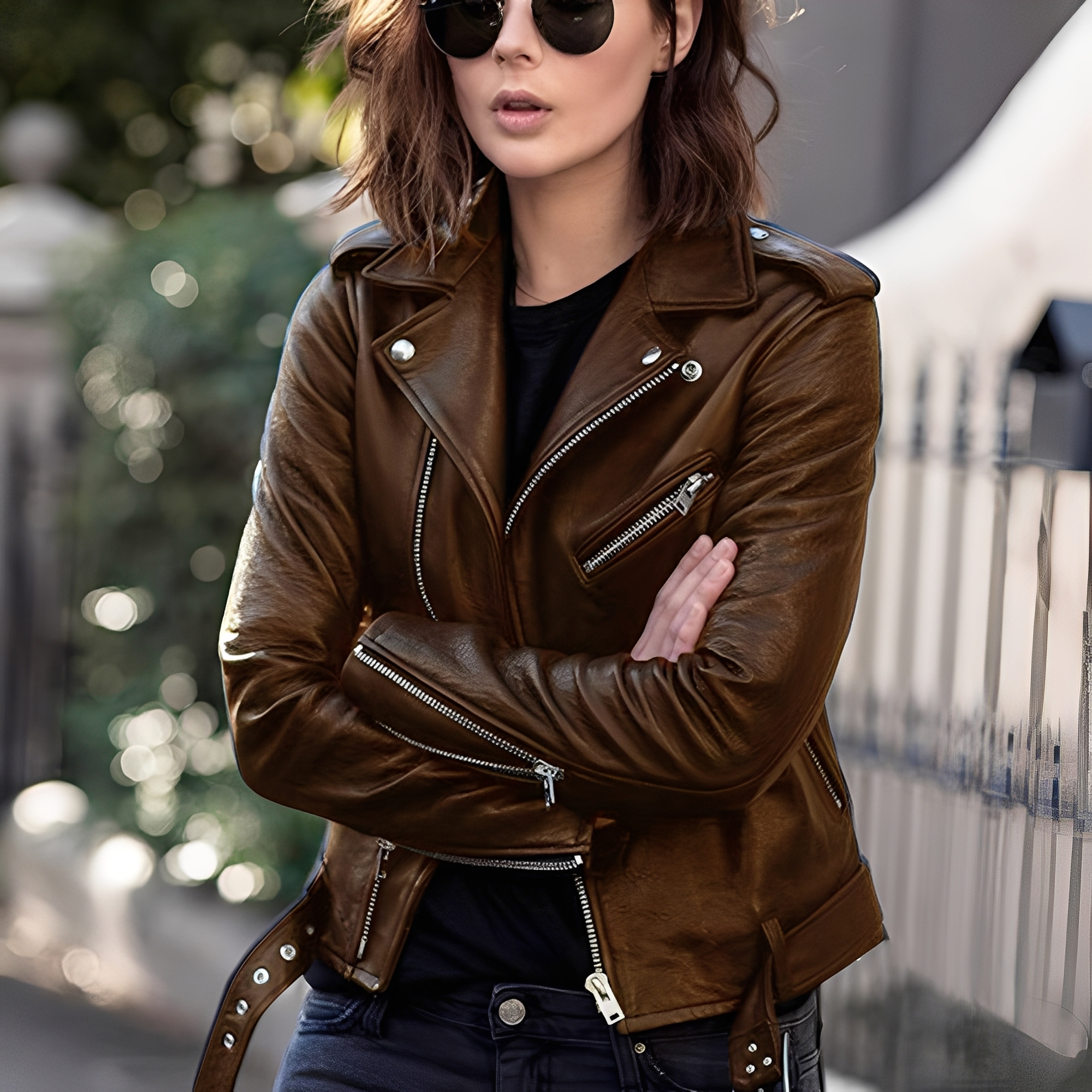 Miranda - Klassische Damenlederjacke mit Zipper