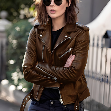 Miranda - Klassische Damenlederjacke mit Zipper