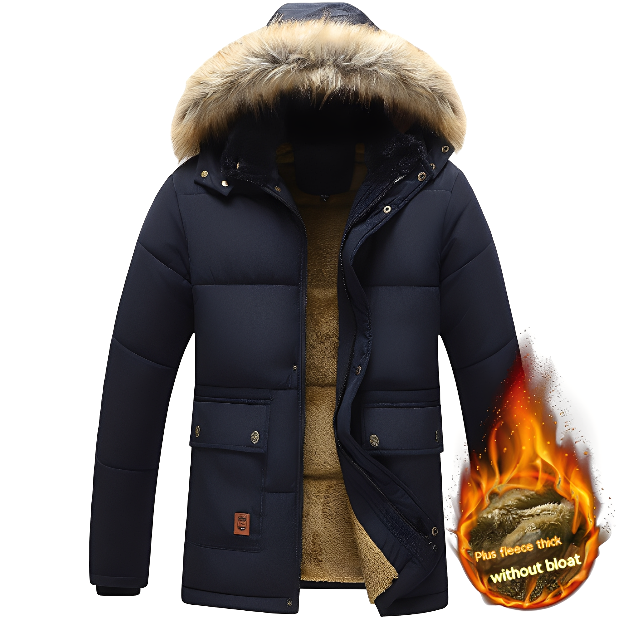Crispian - Wärmerer Parka-Mantel mit abnehmbarer Kapuze für Herren