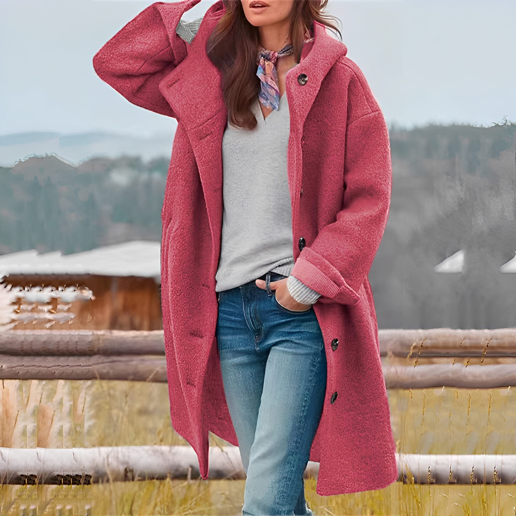 Charmaine - Modischer, warmer langer Damenmantel