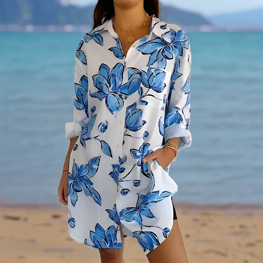 Hollie - Klassisches Damen-Hemdkleid mit Print