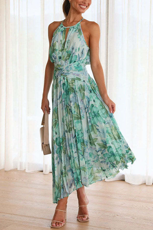 Jinora - Vielseitiges knielanges Kleid mit Blumen-Muster