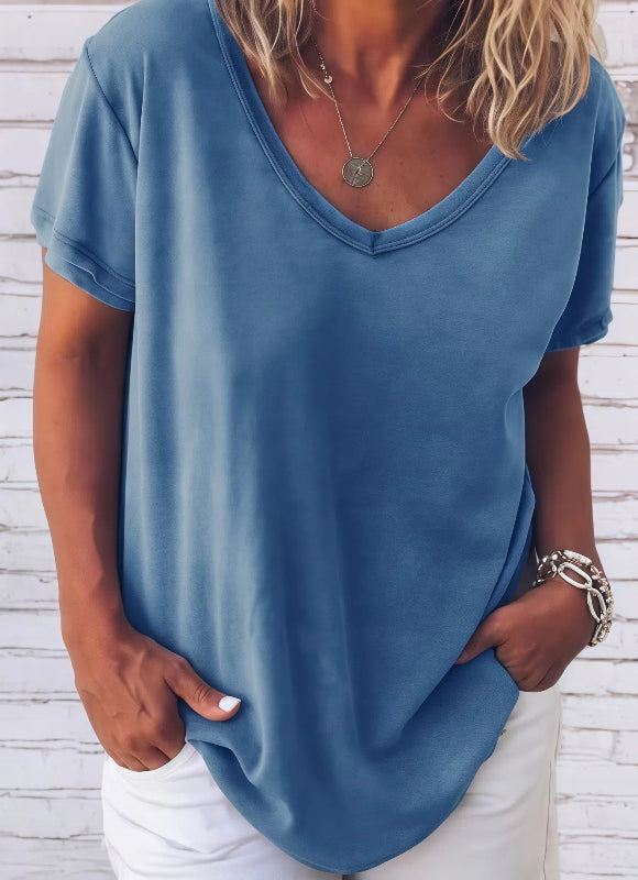 Estela - Lässiges T-Shirt mit V-Ausschnitt