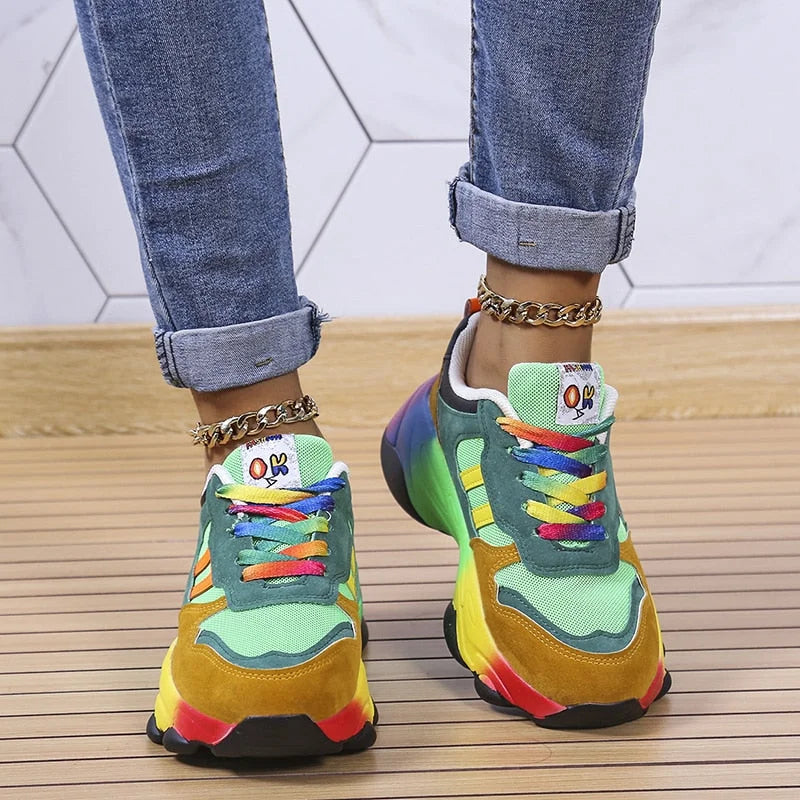 Jolie - Bunte Damensneakers mit Plateau-Sohle