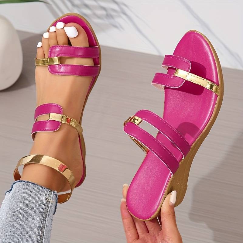 Adriana - Slipper mit weicher Sohle, lässiger Slipper mit Keilabsatz