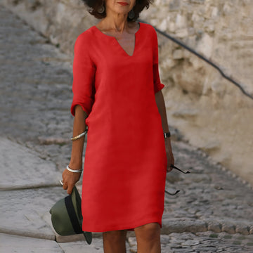 Kate - Bauchbedeckendes V-Ausschnitt Kleid für Damen