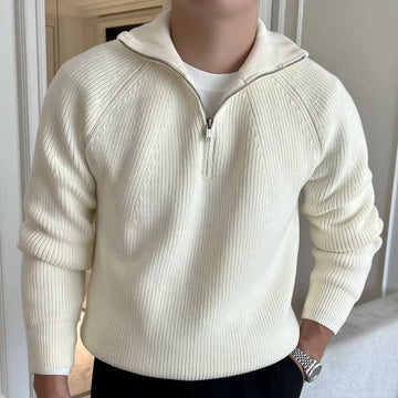 Lino – Baumwollpullover mit Viertelreißverschluss