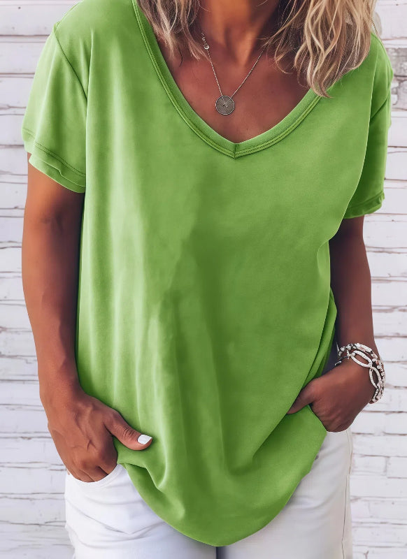 Estela - Lässiges T-Shirt mit V-Ausschnitt