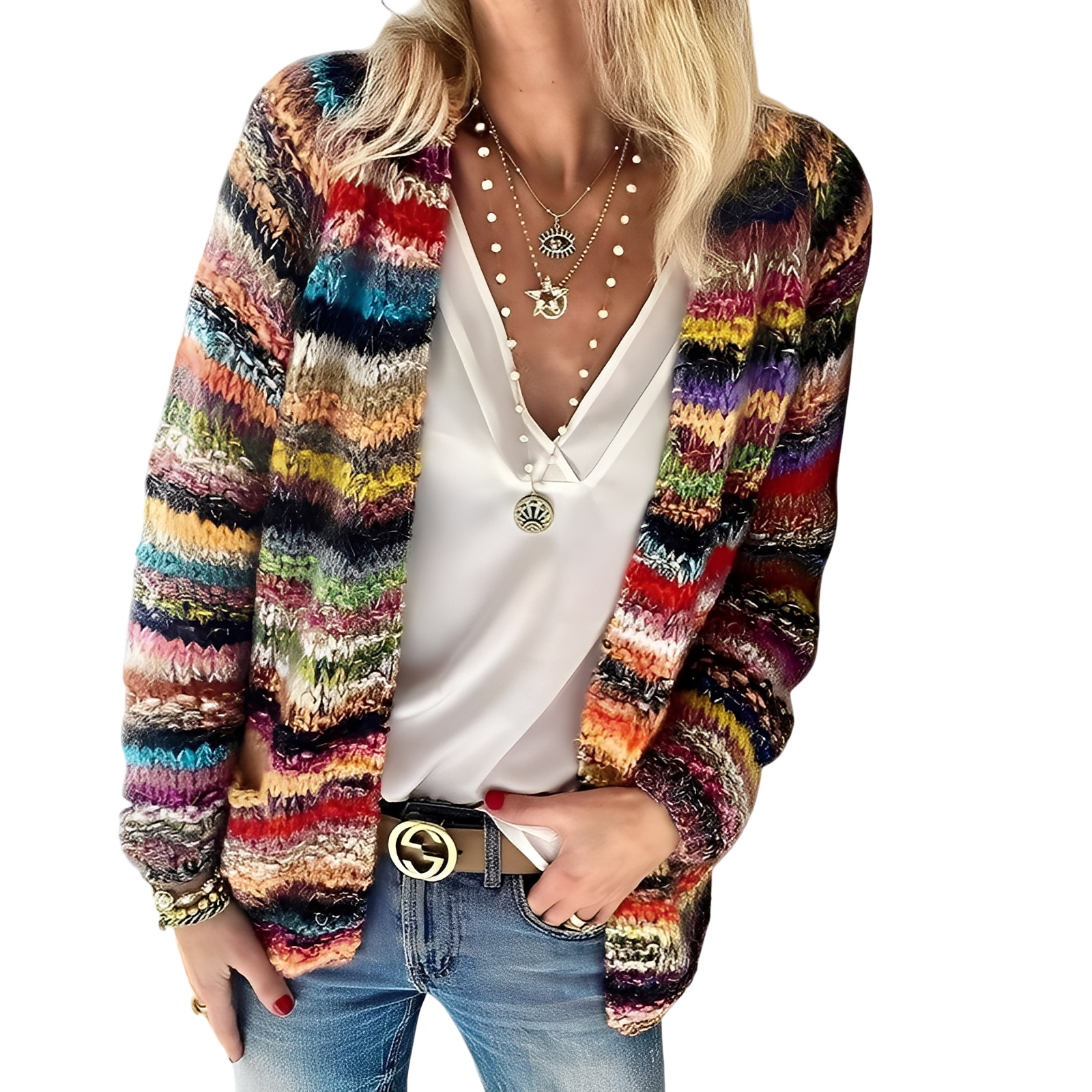 Deonne - Leichte, farbenfrohe Damenstrickjacke