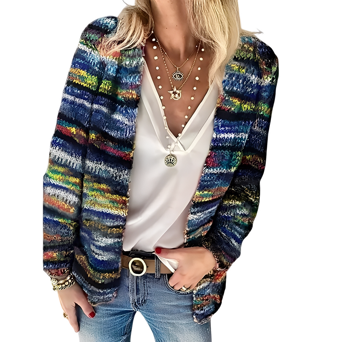 Deonne - Leichte, farbenfrohe Damenstrickjacke