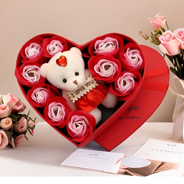 Heartley - Rosenbär als herzförmiges Valentinstag-Geschenk