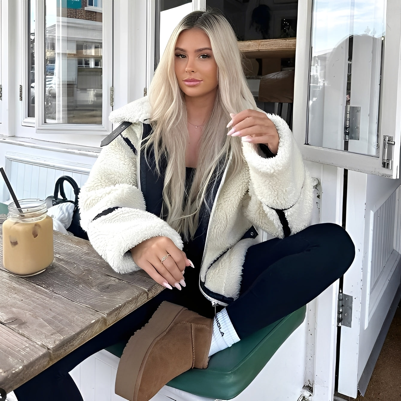 Bethney - Warmer Teddystoff-Mantel für Damen