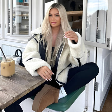 Bethney - Warmer Teddystoff-Mantel für Damen
