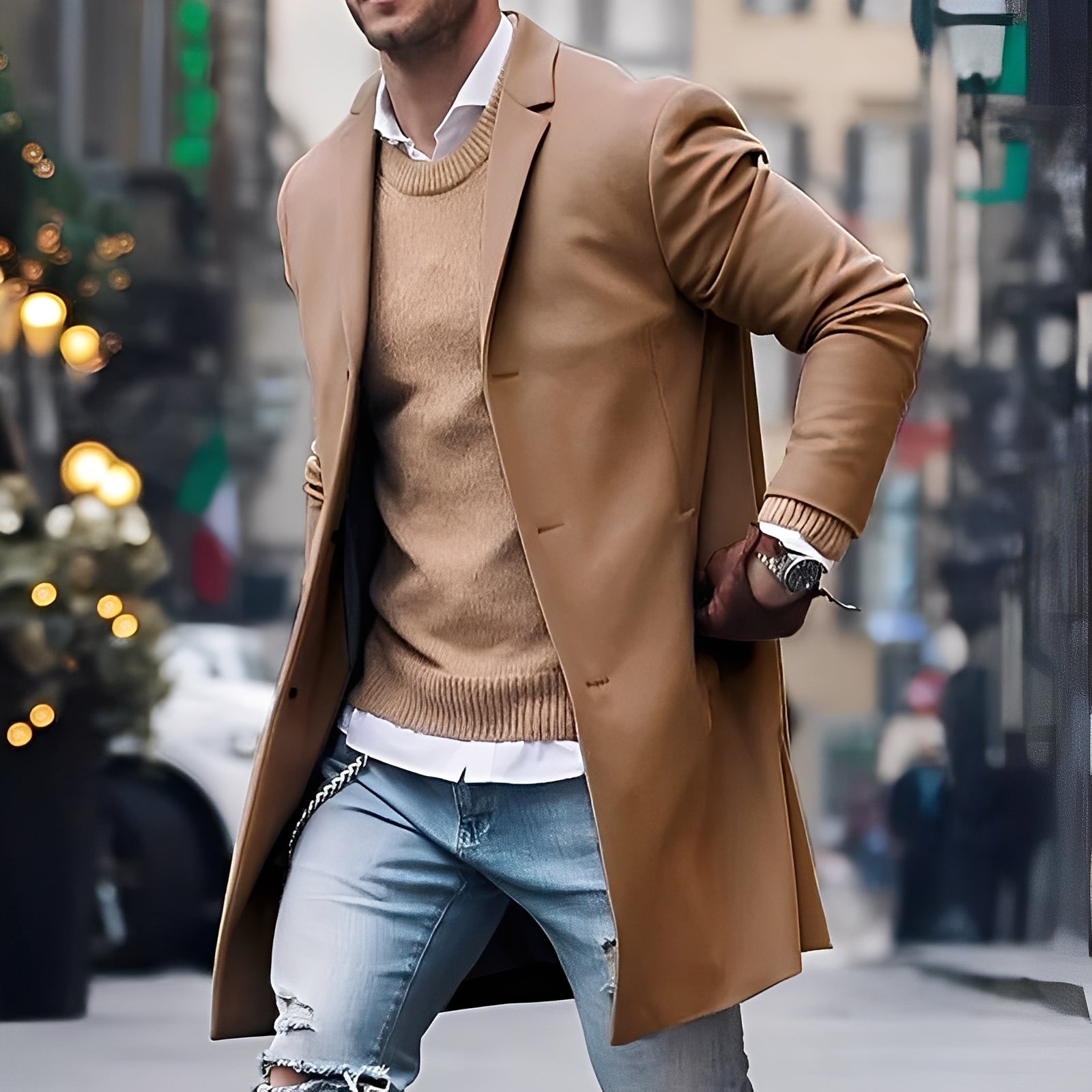 Landen - Modischer Männer-Trenchcoat mit Kragen