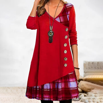 Shawnee - Bequemes Patchwork-Kleid mit Karomuster für Damen