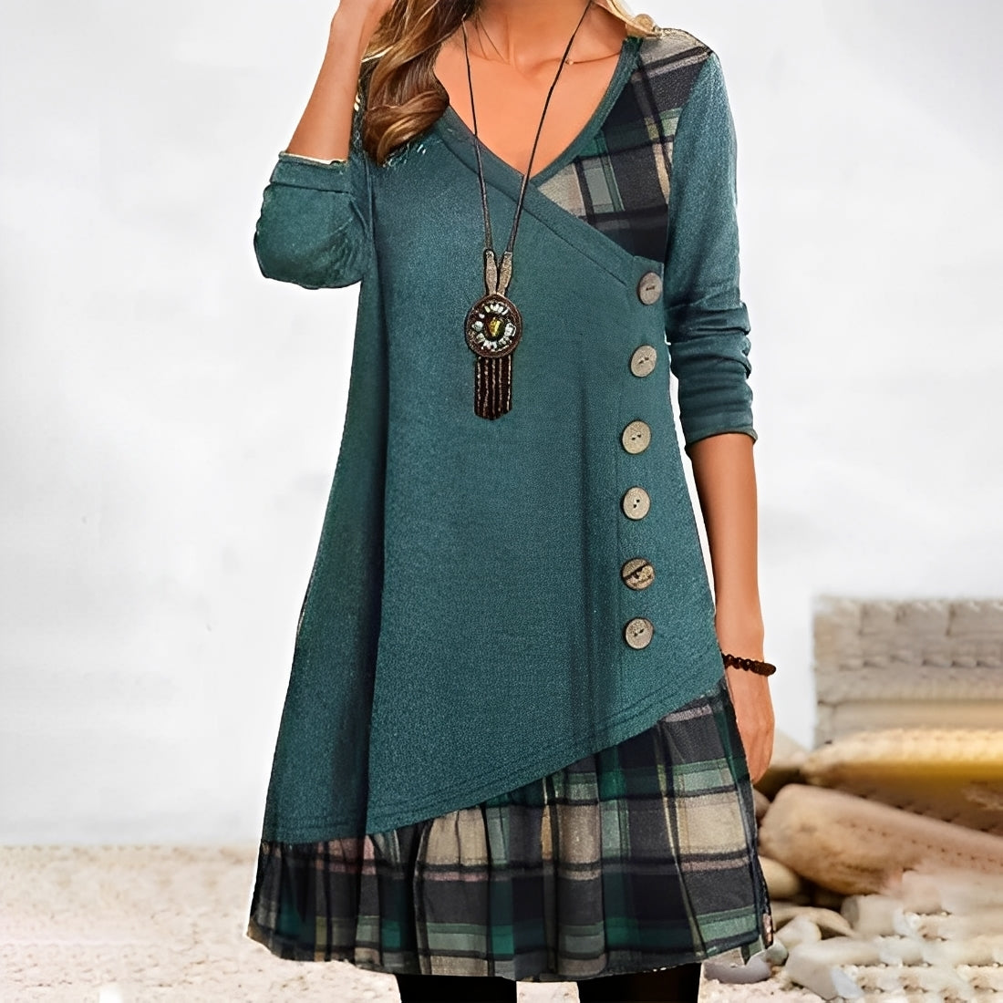 Shawnee - Bequemes Patchwork-Kleid mit Karomuster für Damen