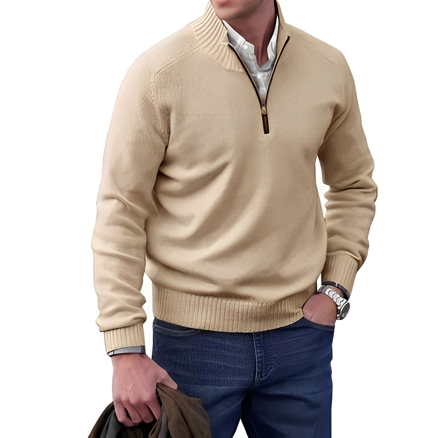 Merrill - Bequemer Wollpullover mit Zipper für Herren