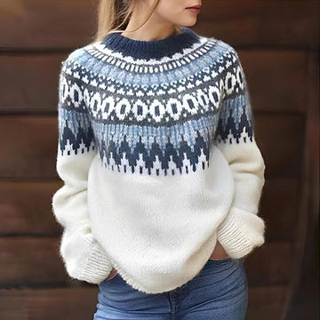 Holly - Klassischer Wollpullover mit Aufdruck für Damen