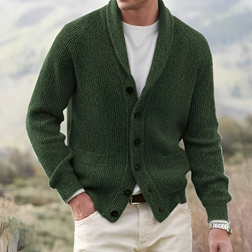Micheal - Klassische Strickjacke mit breitem Kragen für Herren