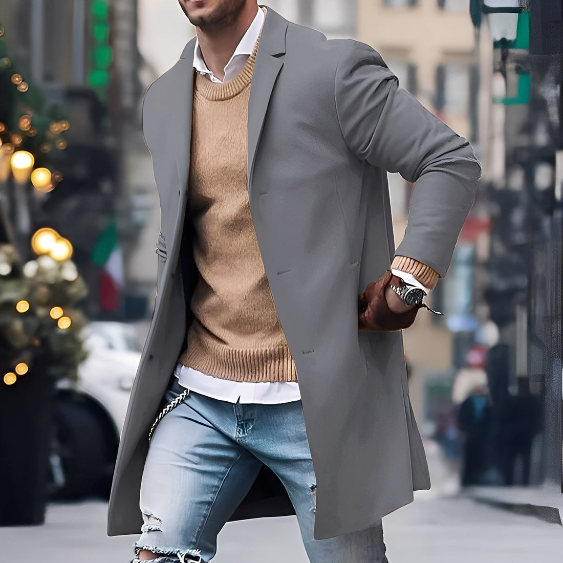 Landen - Modischer Männer-Trenchcoat mit Kragen