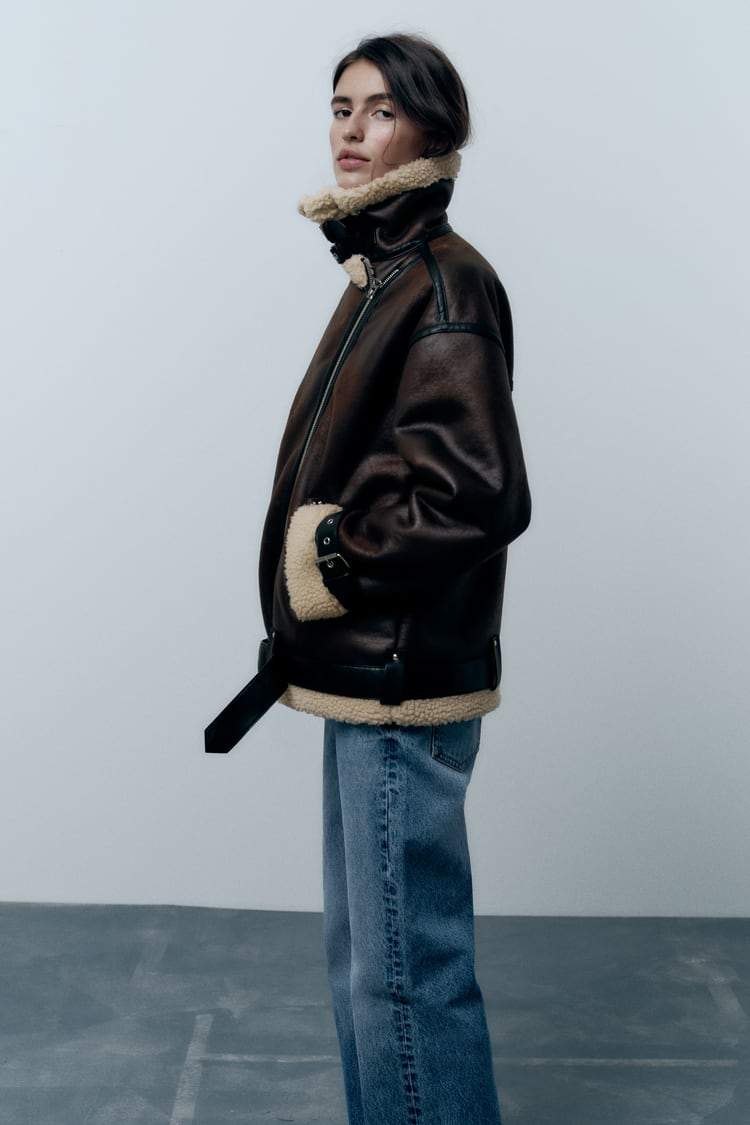 Bridget - Jacke mit Kunstleder-Revers Elegant