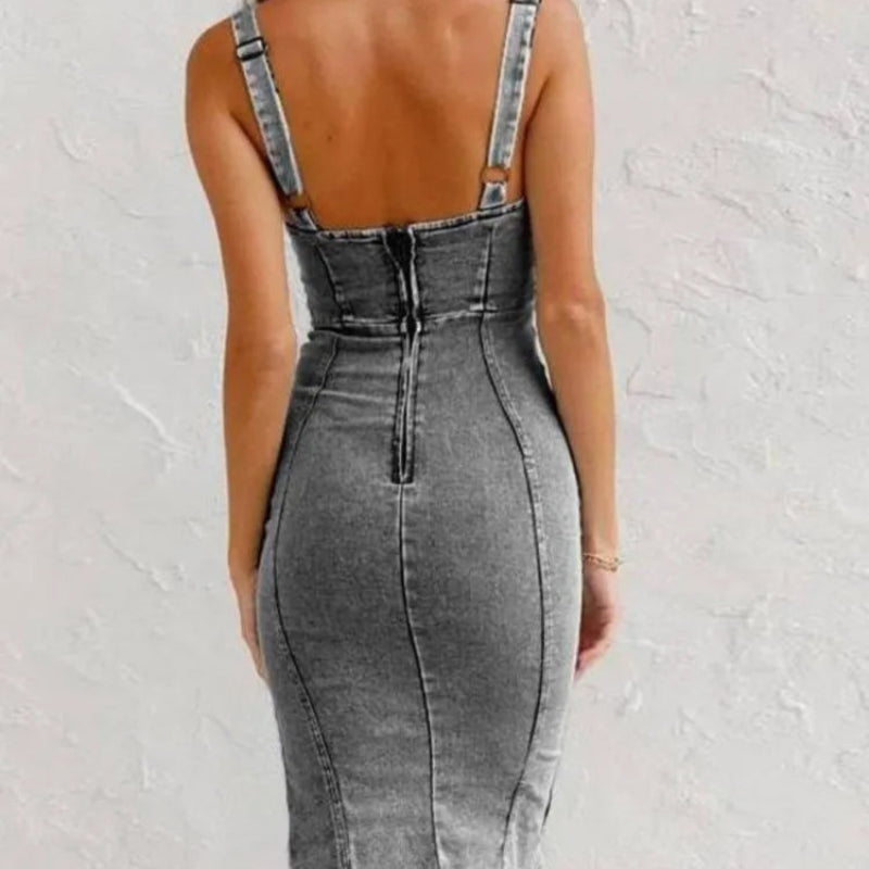 Elsewith - Sommer Denim-Kleid Verstellbar