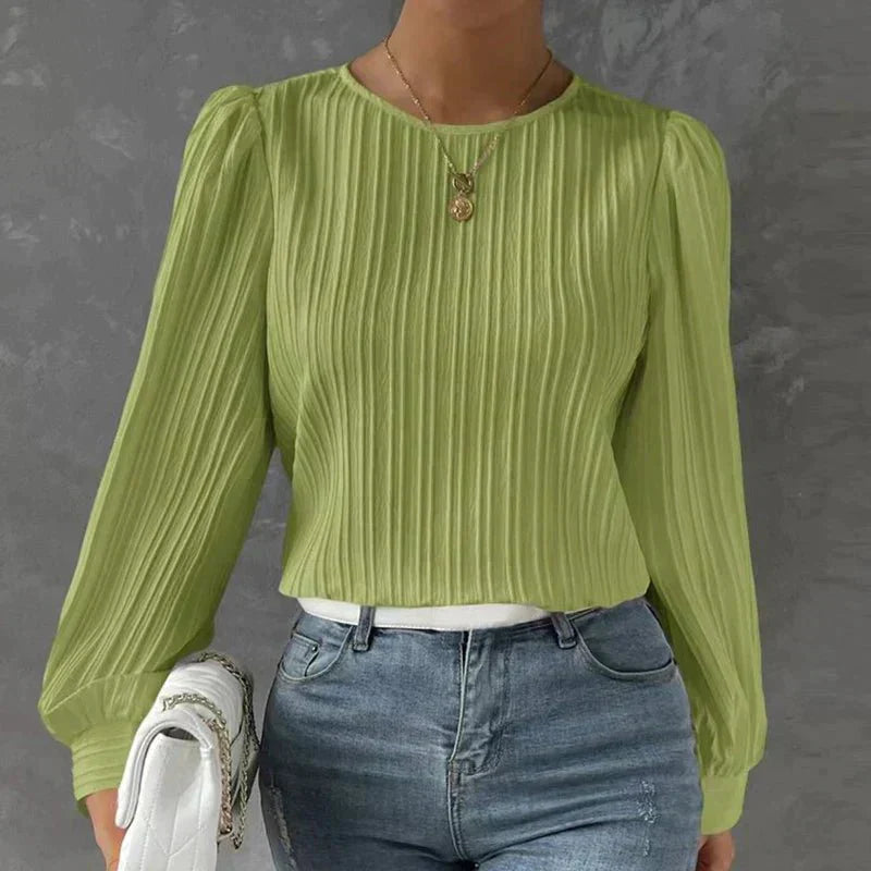 Carina - Bluse mit Streifen - Bluse mit Rundhalsausschnitt - Bluse - Rot - Müller Mode